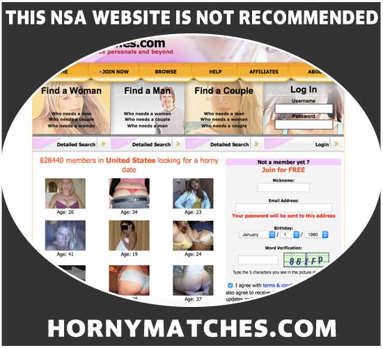 HornyMatches.com homepage